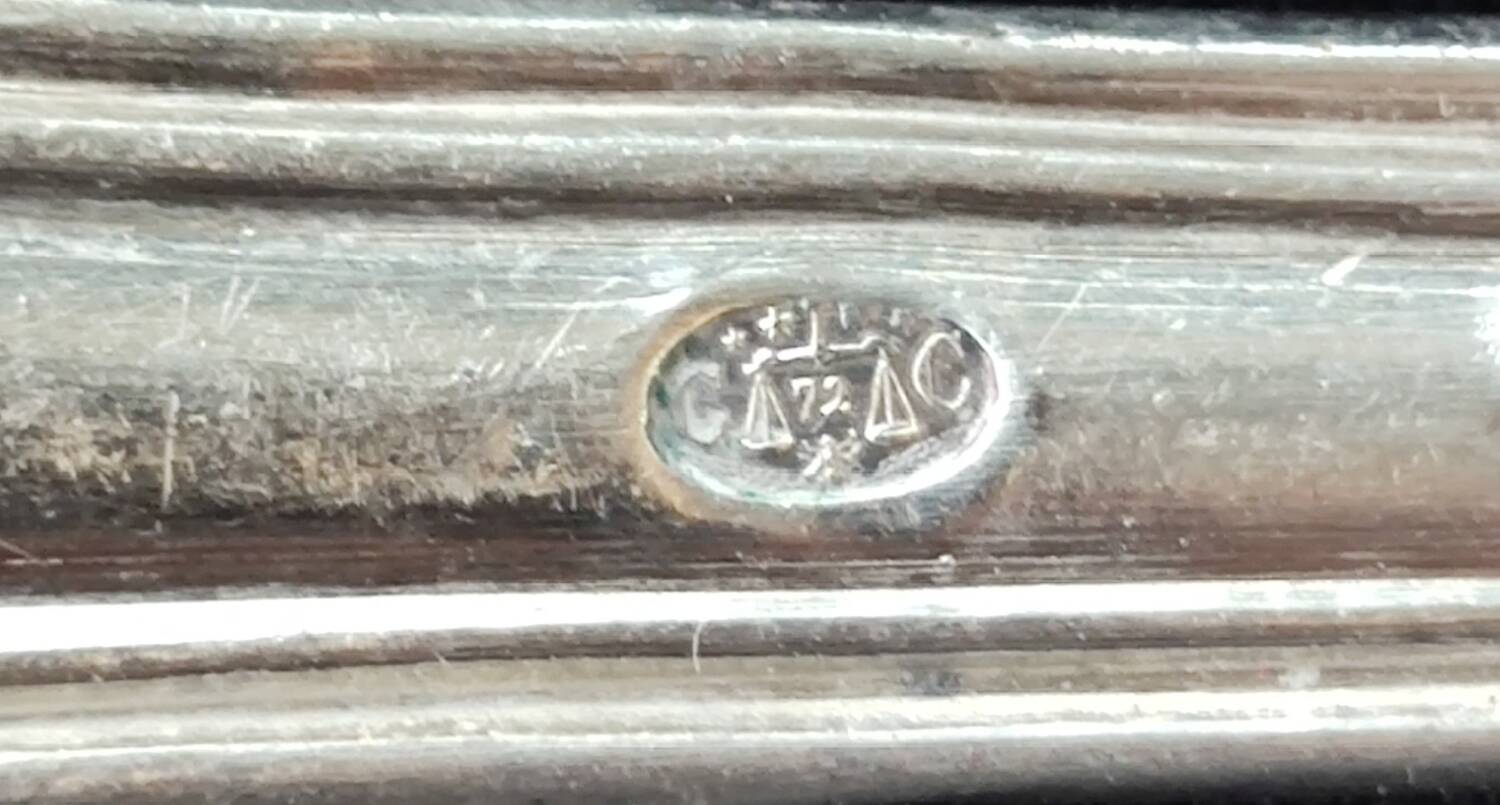 4 old large pointed spoons Christofle silver metal