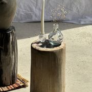 Petrified wood side table, white bark