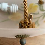 Opaline pendant light hand painted and signed