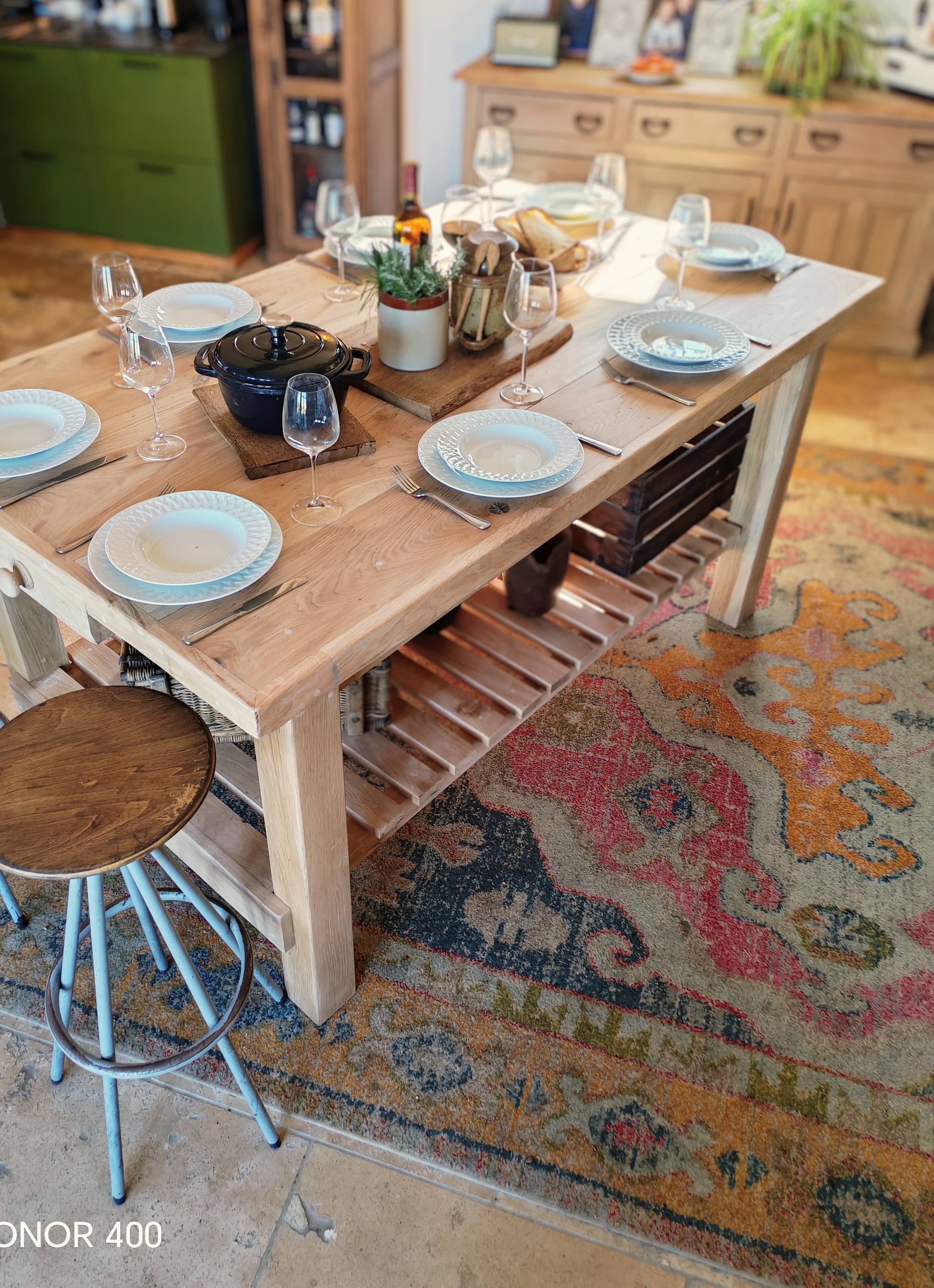 XXL solid oak kitchen island/worktop 180 x 105