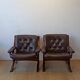 Norwegian Easy Chairs in Leather by Jon Hjortdal, Velledalen. Set of 2.
