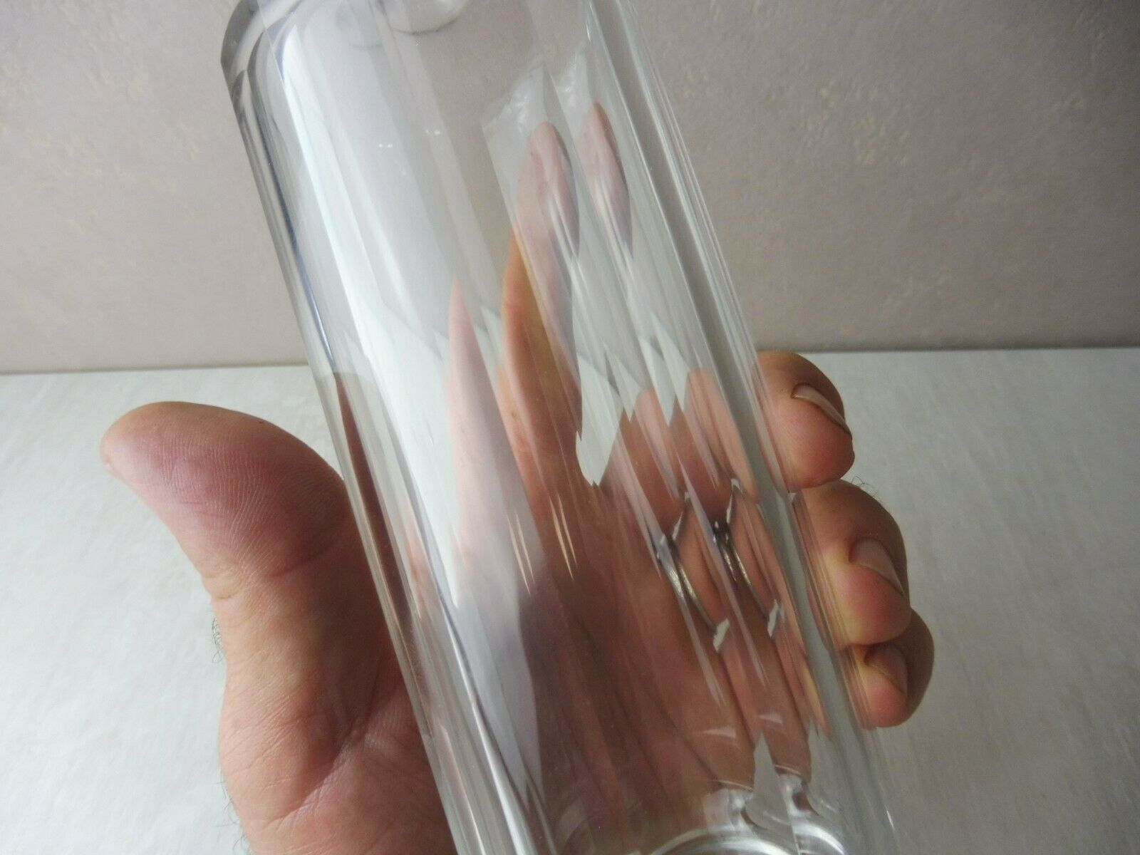 Ancient bohemian crystal carafe, flat coasts décor, from Czechoslovakia