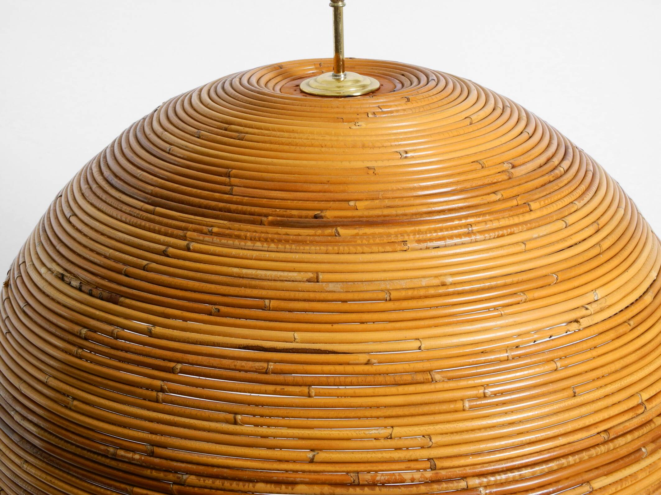 Italian 1970s bamboo ceiling pendant lamp | Ø 72 cm | Vivai del Sud