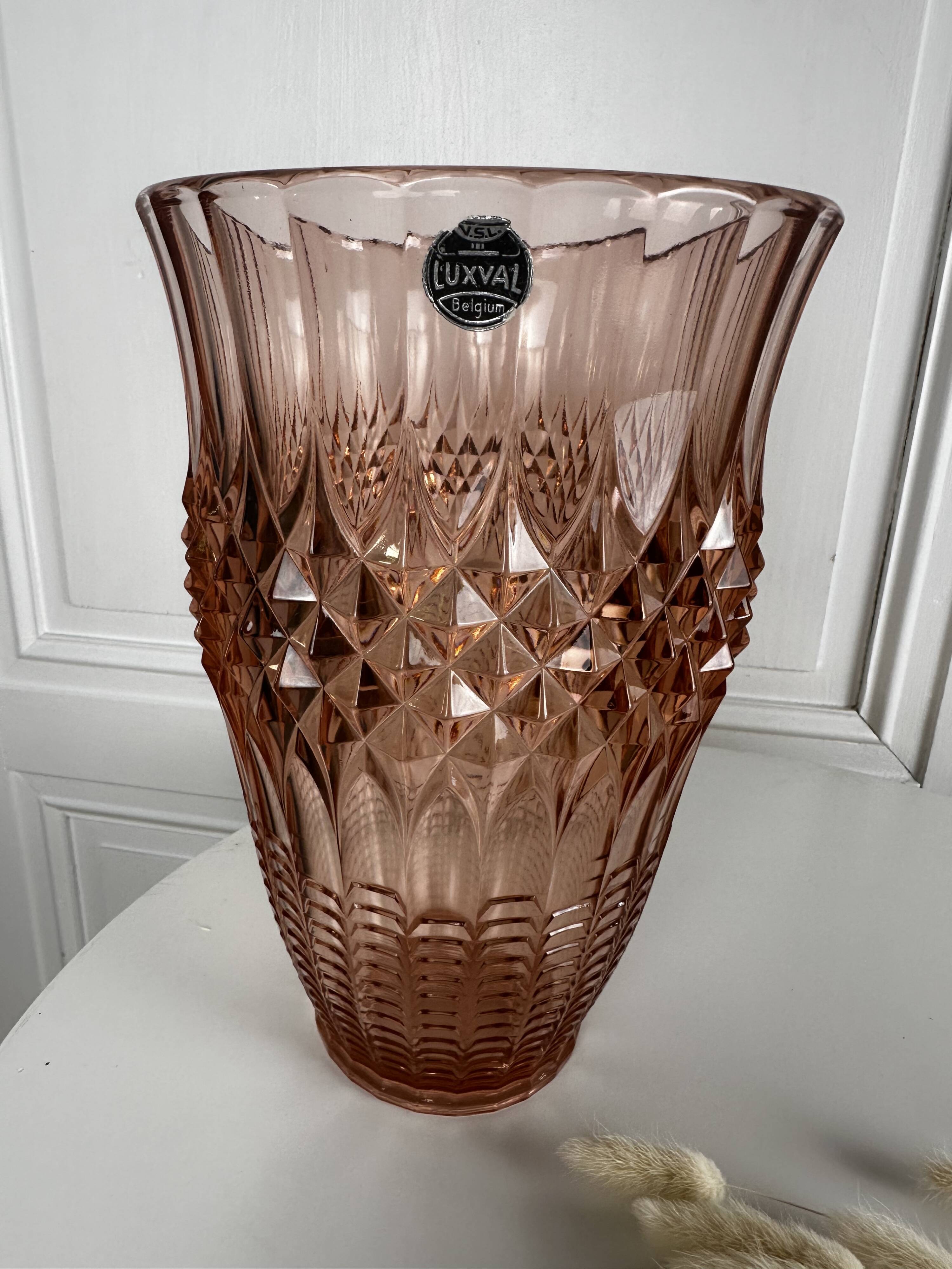 Art Deco Glass Vase Val Saint-Lambert model Thémis, Luxval collection, 1930s