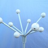 Parrot coat rack 1960 in metal, white, tripod, 8 wooden balls