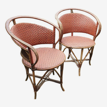 Pair of rattan armchairs 60s