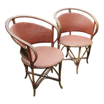 Pair of rattan armchairs 60s