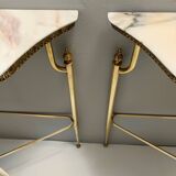 Console en laiton et marbre rose portugais, Italie