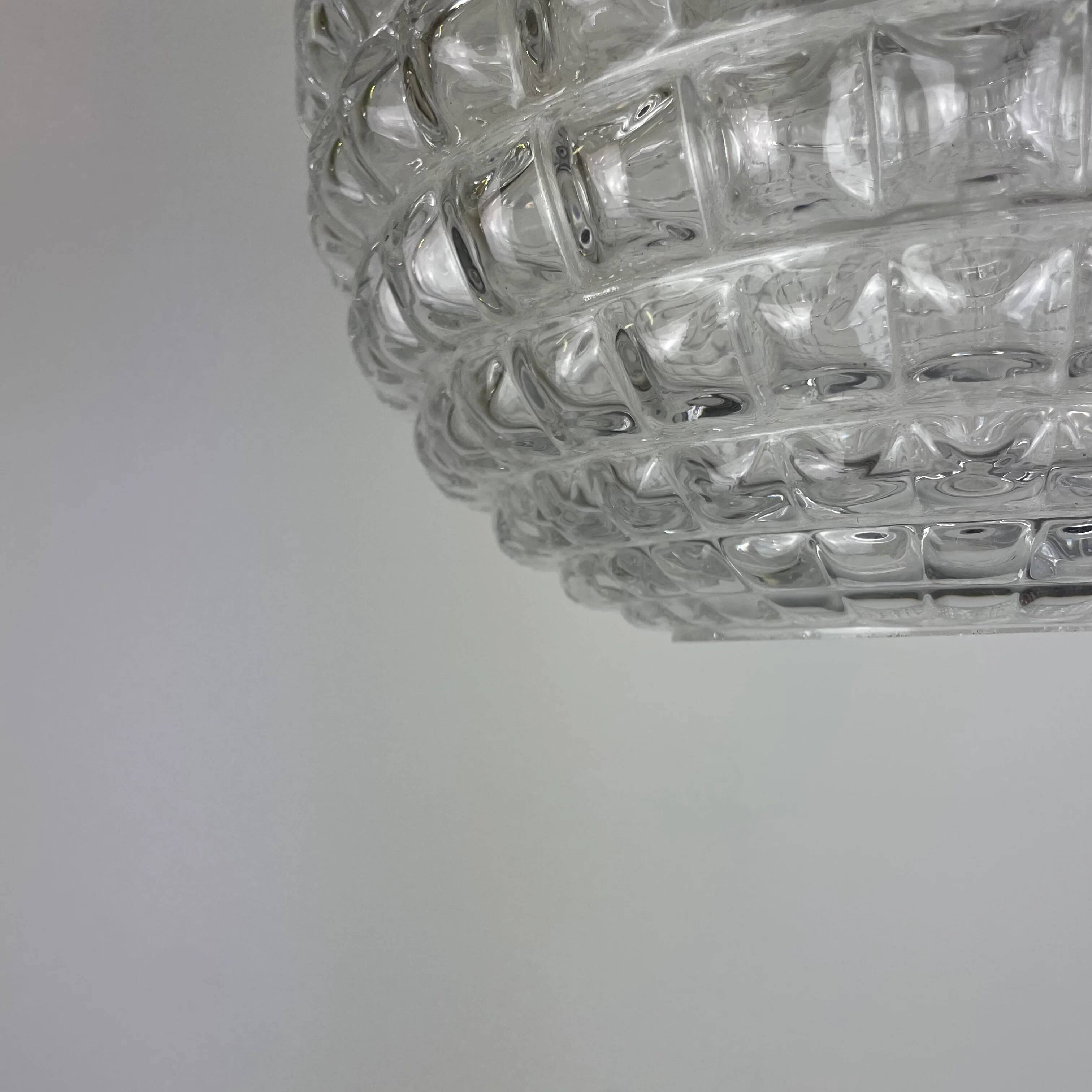 Crystal glass pendant lamp by Peill & Putzler 1960
