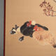 Ancient Japanese folding screen with two panels on a gold background – Japan, circa 1920