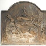 Ancienne plaque de cheminée en fonte salamandre