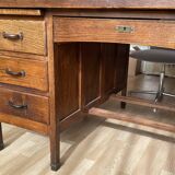 Minister's desk in solid oak with marquetry 1930s