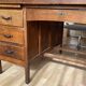 Minister's desk in solid oak with marquetry 1930s