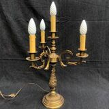 Vintage French Bronze and Brass Table Lamp: Louis XVI Style, 4-Branch C1950