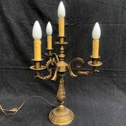 Vintage French Bronze and Brass Table Lamp: Louis XVI Style, 4-Branch C1950