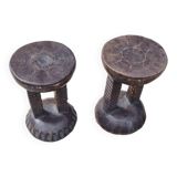 Set of 2 Small African Bamileké Stools