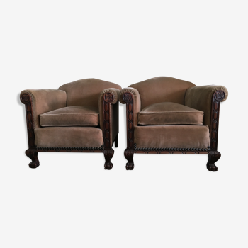 Pair of "Queen Anne" English armchairs