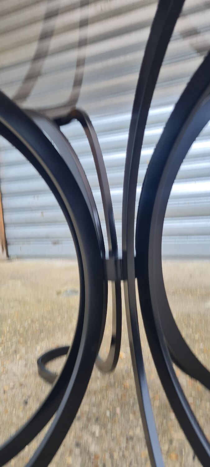 Space Age table in steel with smoked glass top, 1970