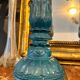 2 vintage duck blue wooden candlesticks