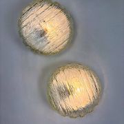 Pair of frozen glass round sconces, Germany, 1960s
