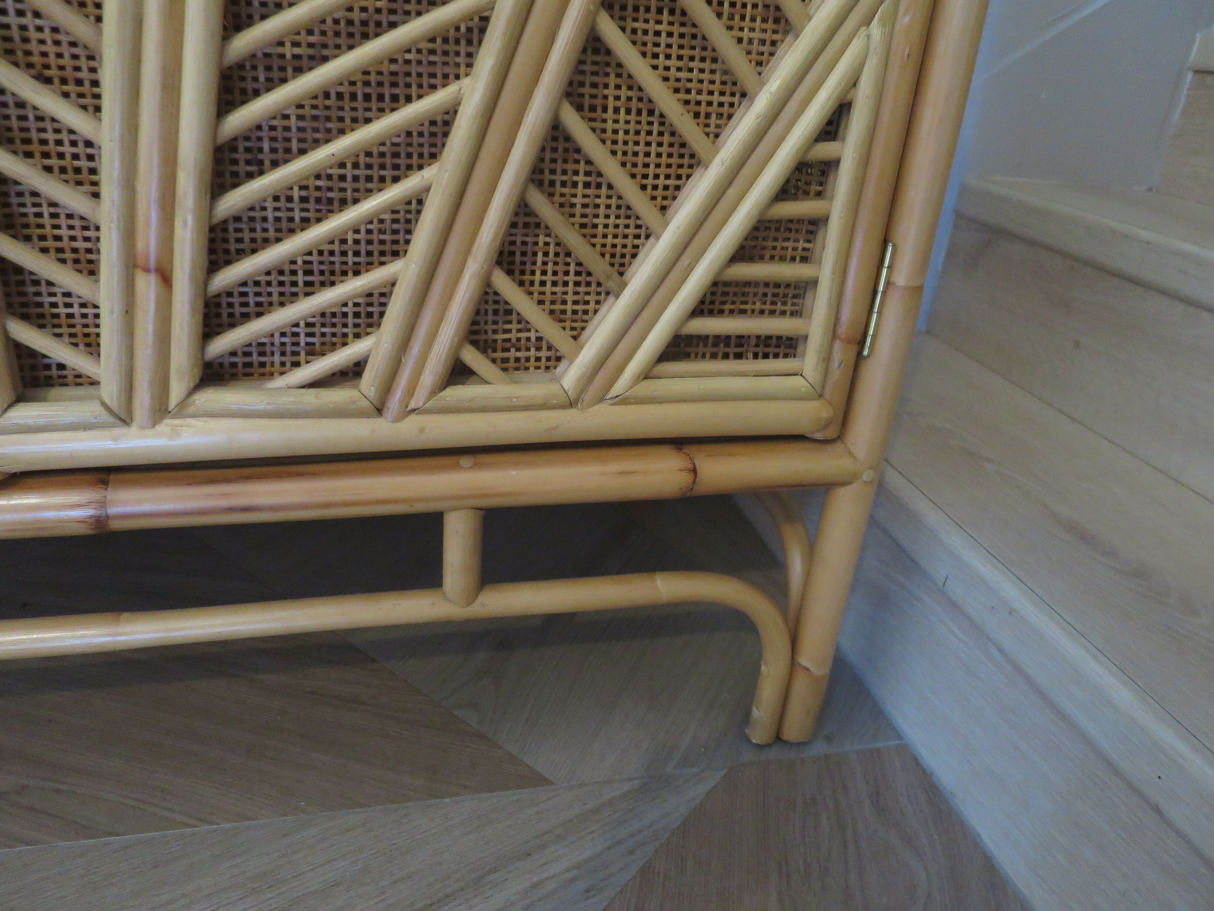 Buffet bas 2 portes -rotin tressé-bambou -cannage