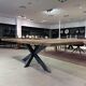 Table solid centenary firm top with matt black metal foot