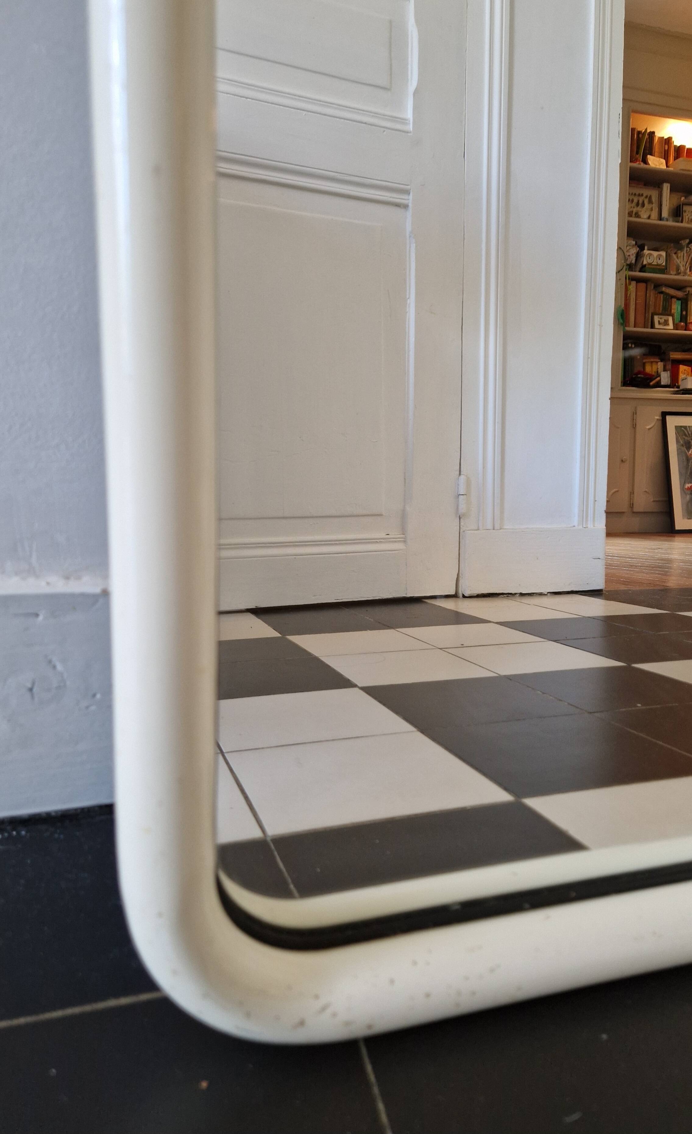 Vintage white tubular mirror from Italy, 70s