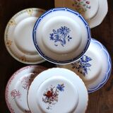 6 mismatched flat plates Fontanges Marsac Longwy Digoin