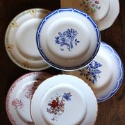 6 mismatched flat plates Fontanges Marsac Longwy Digoin