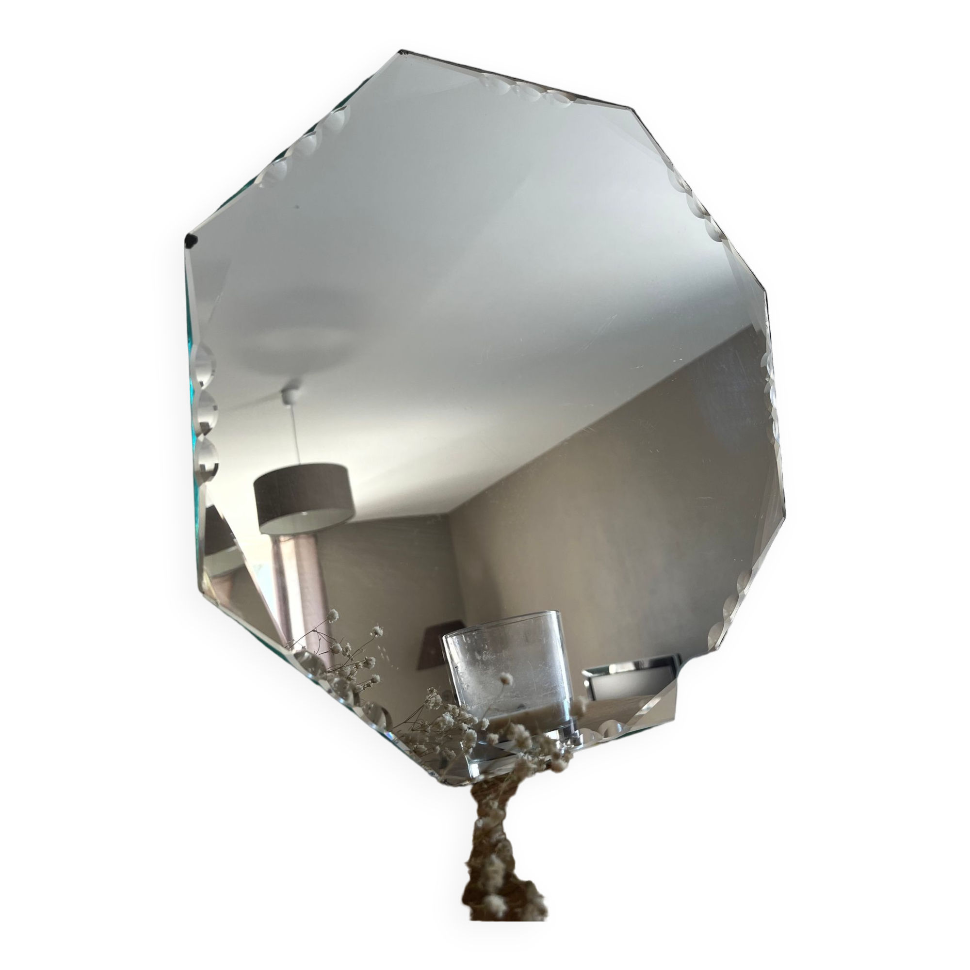 Octagonal beveled mirror 35 x 35 cm