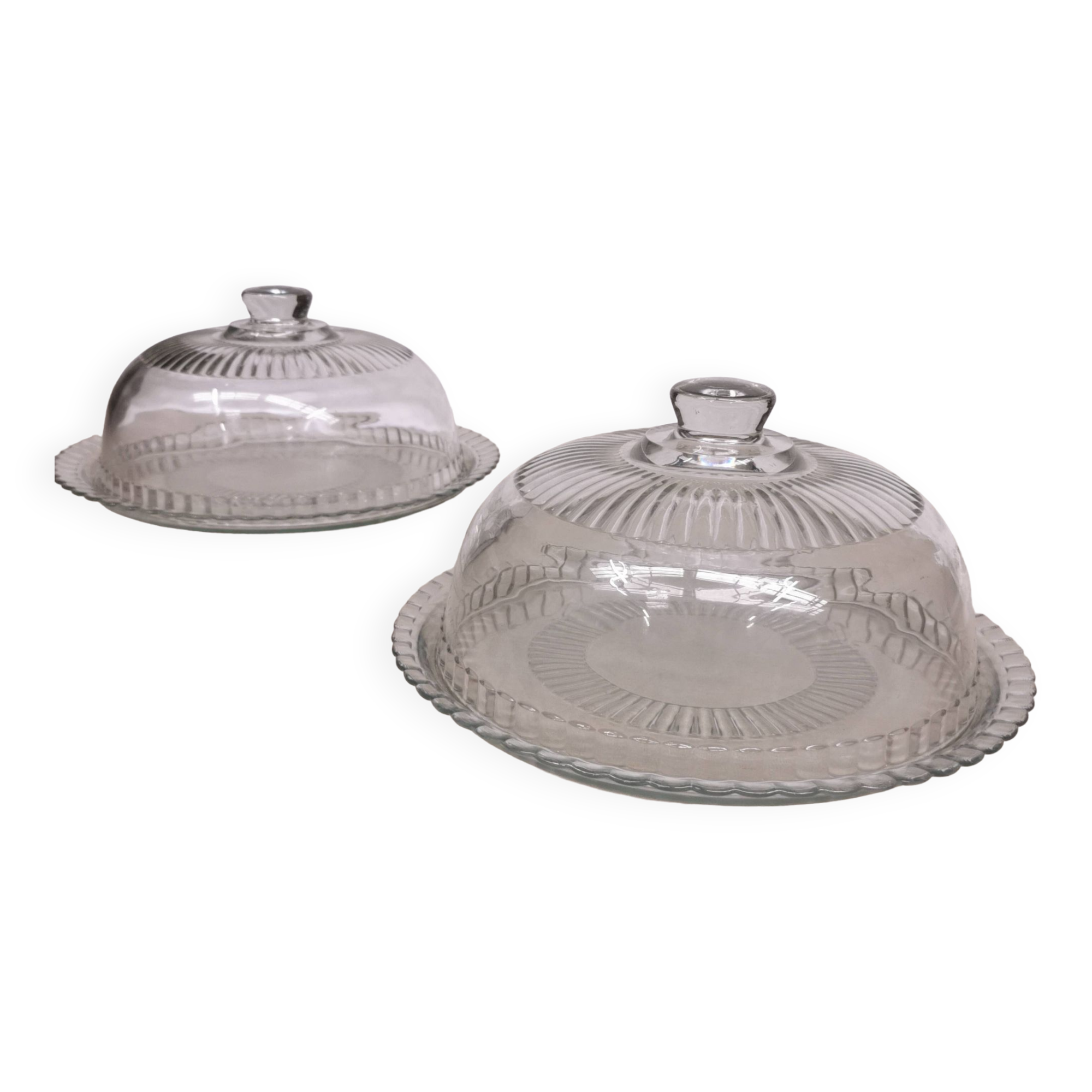 Pair of Cake/Cheese Dishes, Tart Cloche, Glass Pastry