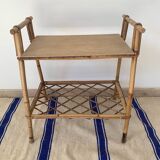 Chevet ou table d’appoint vintage en bambou et rotin