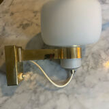 Vintage opaline and brass wall lamp