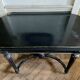 Table Pedestal table Napoleon III XIXth in black and gilded wood