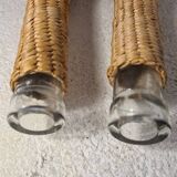 Glass and wicker bottle