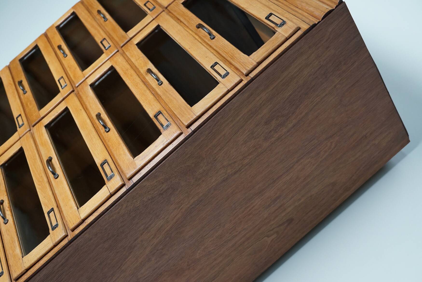 English Haberdashery Shop Cabinet with Glass Fronted Drawers, Circa 1930s
