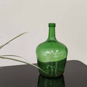 Dame Jeanne vintage emerald green glass demijohn 25cm