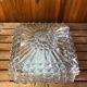 Old molded glass ceiling light + vintage black metal support