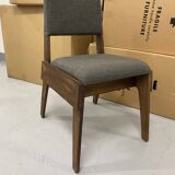 Chair in Wood and Gray Fabric
