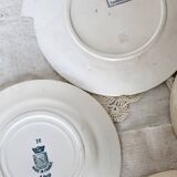 4 mismatched white and green ironstone dessert plates Arabesque set