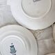 4 mismatched white and green ironstone dessert plates Arabesque set