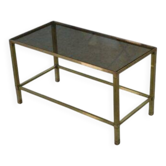Table basse en laiton et verre fumé 1950