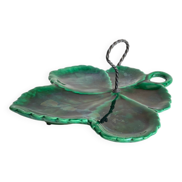 Vintage Glazed Ceramic Barbotine Dish