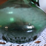 Blue green blown glass carafe