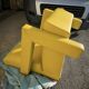 Pair of armchairs in sunny yellow leather
