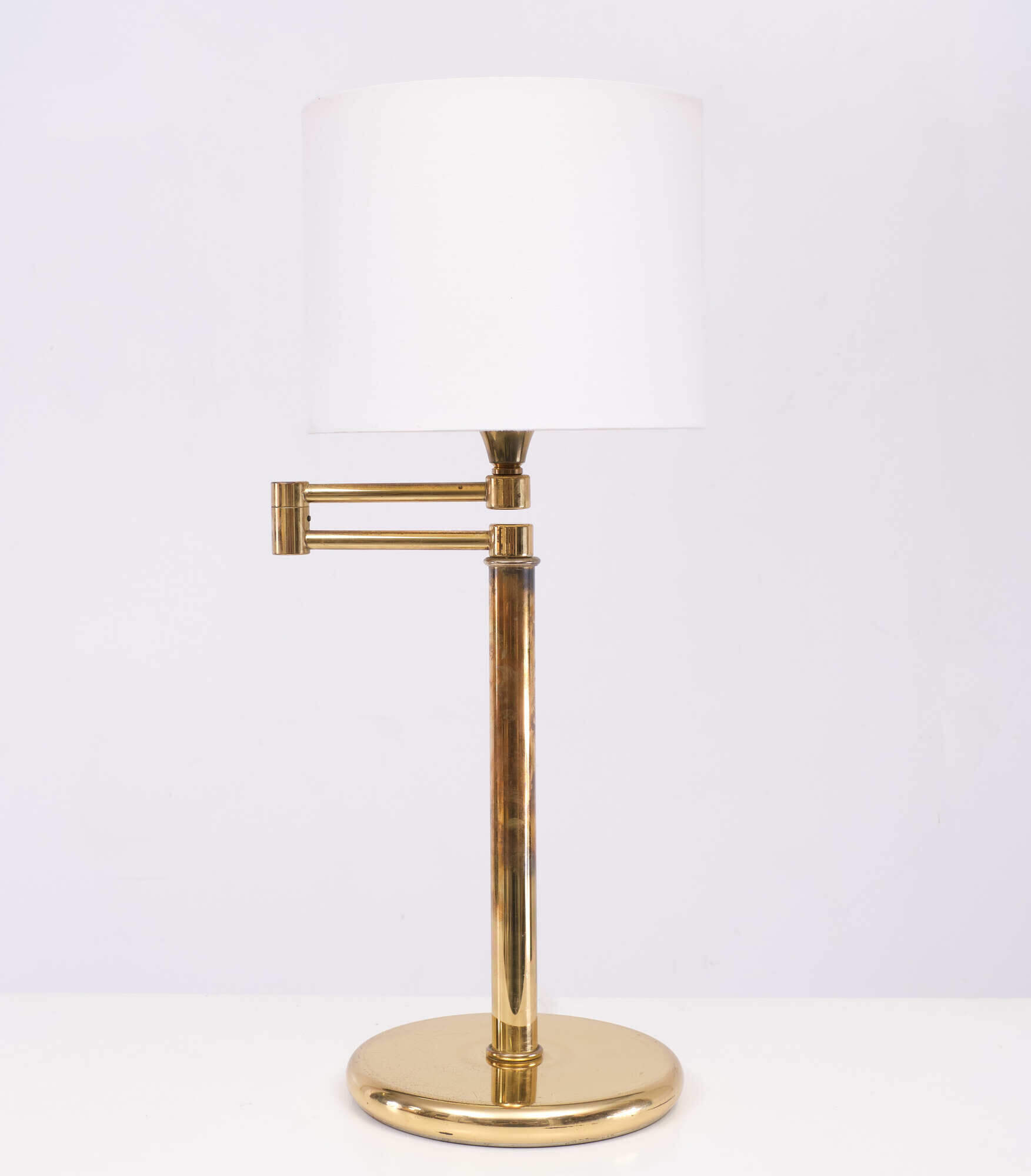 Brass swing arm desk lamp Deknudt 1970s