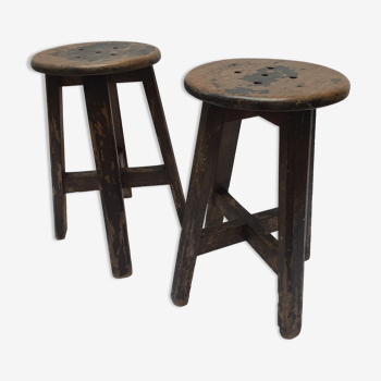 Pair of teak stools