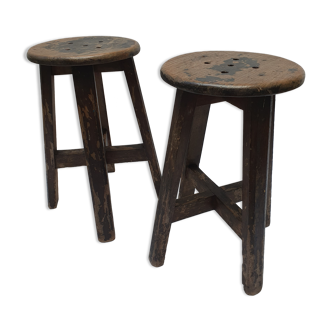 Pair of teak stools