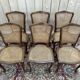 Suite de 6 chaises de style Louis XV en cannage