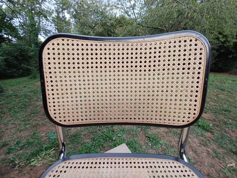 Pair of Marcel Breuer B32 Cesca black chairs